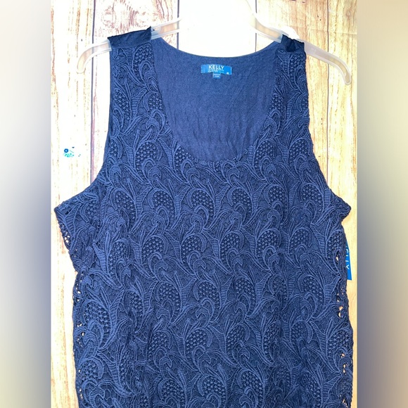 Kelly by Clinton Kelly Navy Blue Lace Tank Top Plus Size 2X NWT - Picture 5 of 6